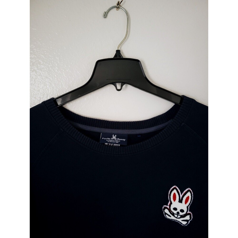 Men's Psycho Bunny Cotton Pullover Crewneck Sweater Sz 4XL Big & Tall Navy Blue - Picture 8 of 9